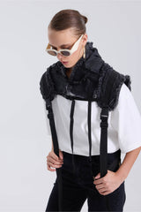 Denim Vest with Integrated Backpack