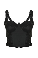 Structured Cut-Out Corset Top- Black