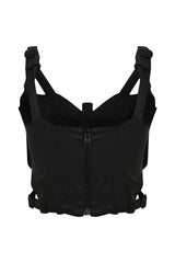 Structured Cut-Out Corset Top- Black