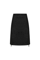 Denim Pencil Skirt with Front Slit - Black