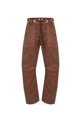 Flocked Pull-On Barrel Jeans – Chestnut