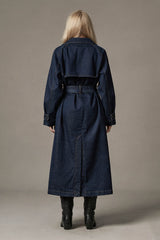 Oversized Denim Trench Coat - Indigo Wash