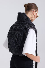 Denim Vest with Integrated Backpack