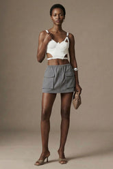 Structured Cut-Out Corset Top- White