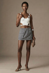 Structured Cut-Out Corset Top- White