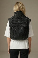 Denim Vest with Integrated Backpack