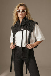 Denim Vest with Integrated Backpack