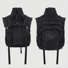 Denim Vest with Integrated Backpack