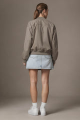 Denim Mini Skirt with Zipper Detail - Light Blue