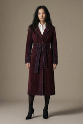 Flocked Denim Trench Coat - Red
