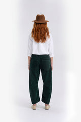 Flocked Pull-On Barrel Jeans – Green