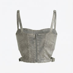Structured Cut-Out Corset Top- Gray