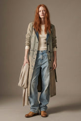 Flocked Denim Trench Coat - Vintage Wash