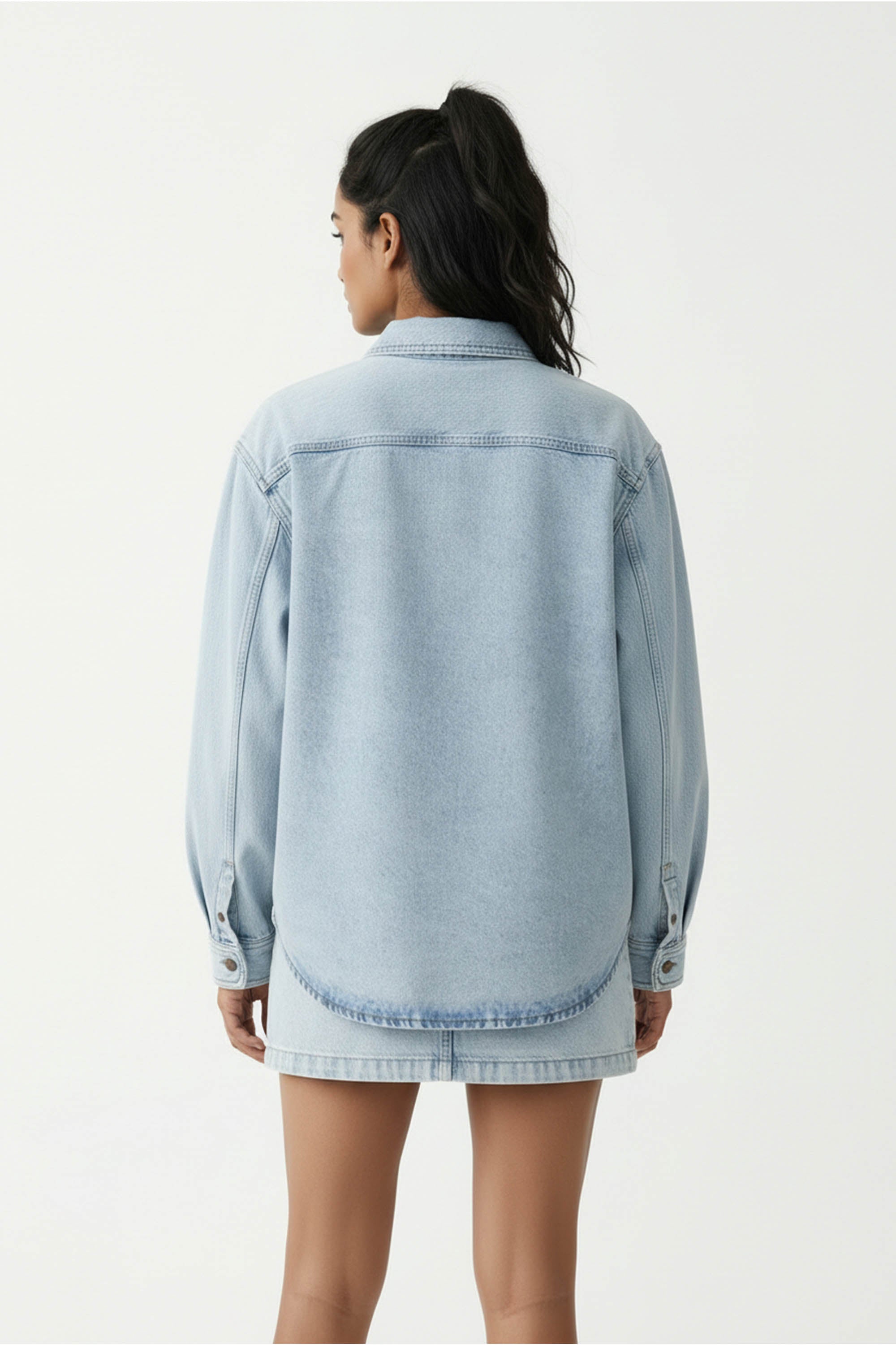 Oversized Denim Shirt – Light Blue