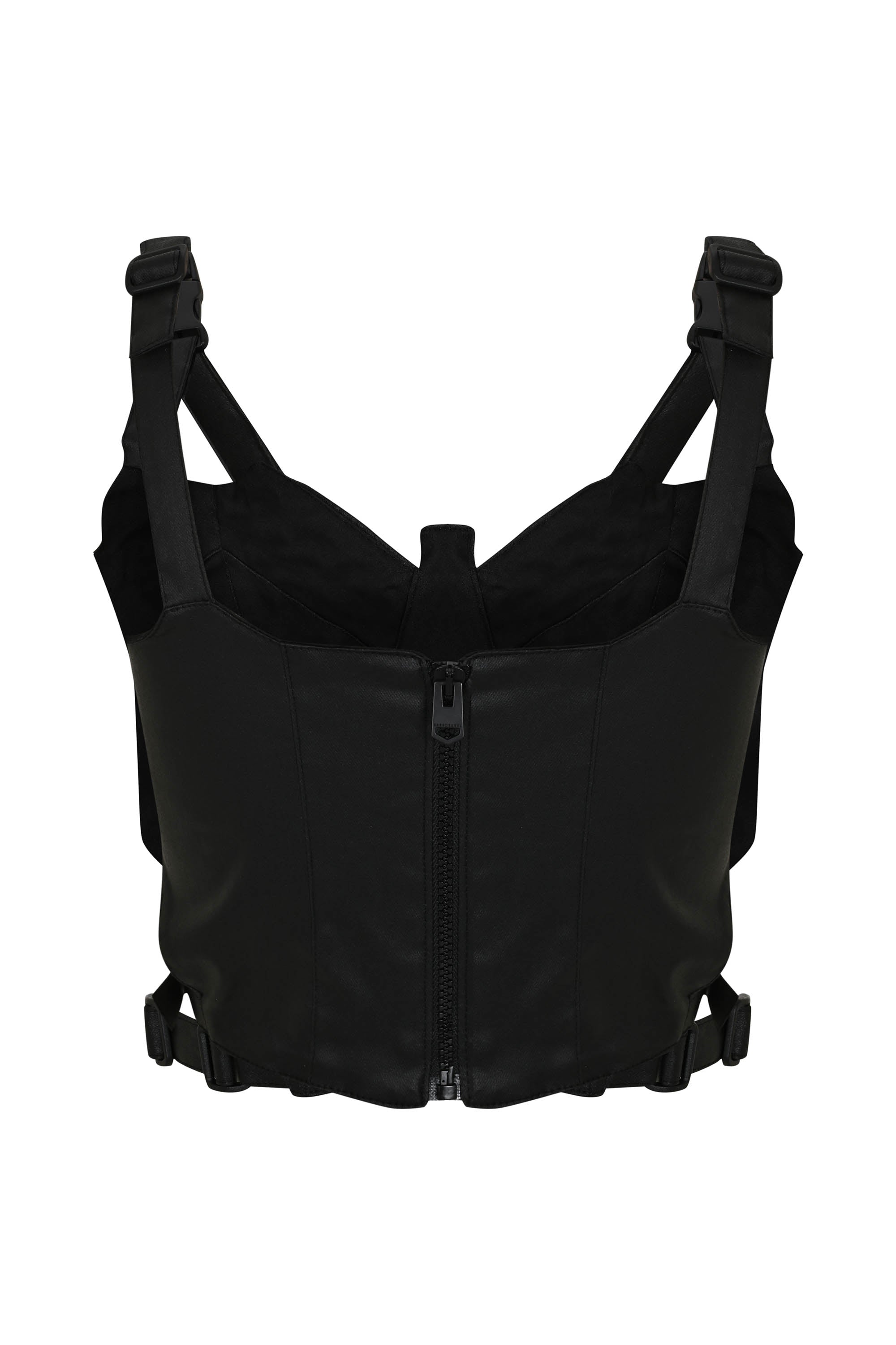 Structured Cut-Out Corset Top- Black