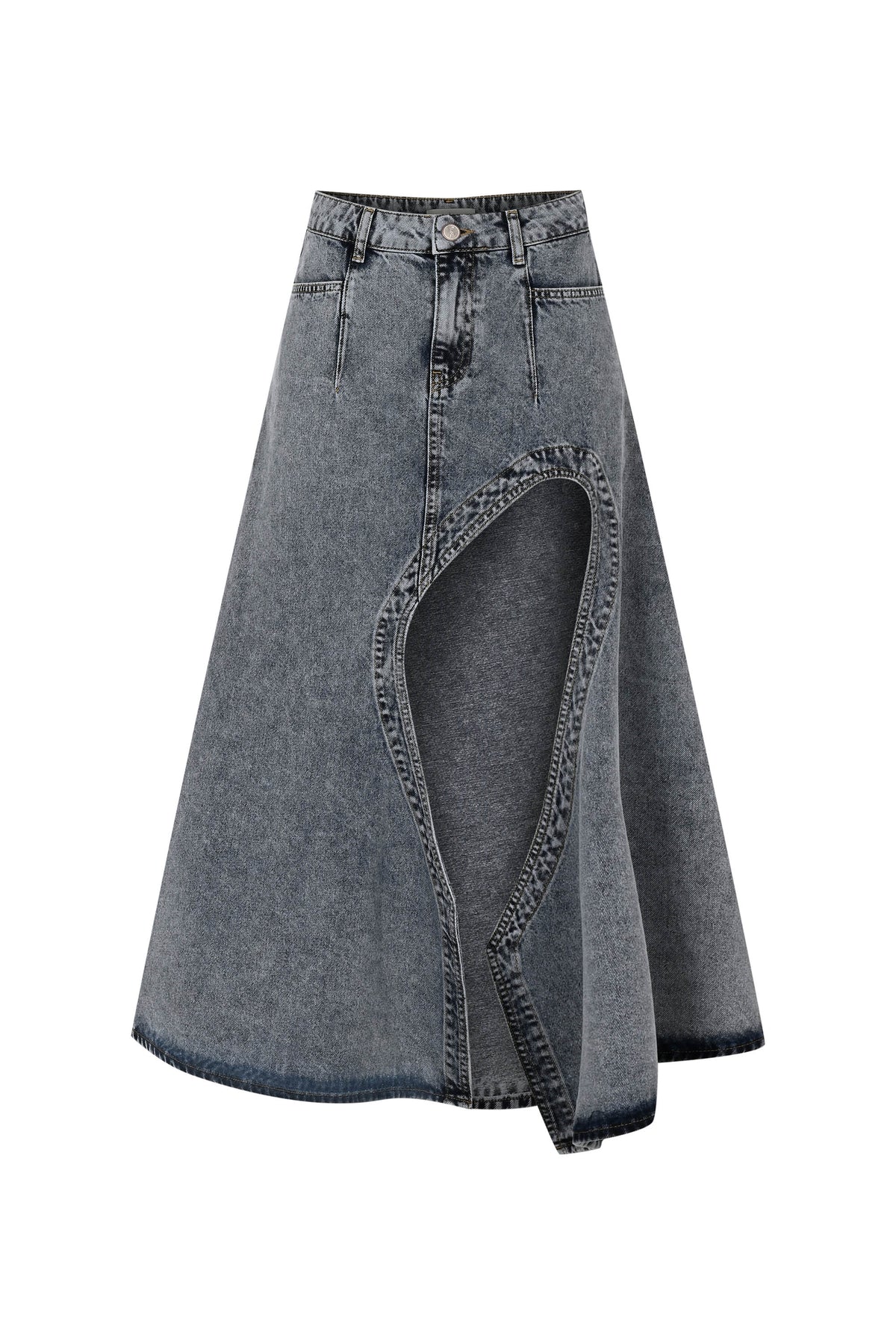 Denim Maxi Skirt with High Slit
