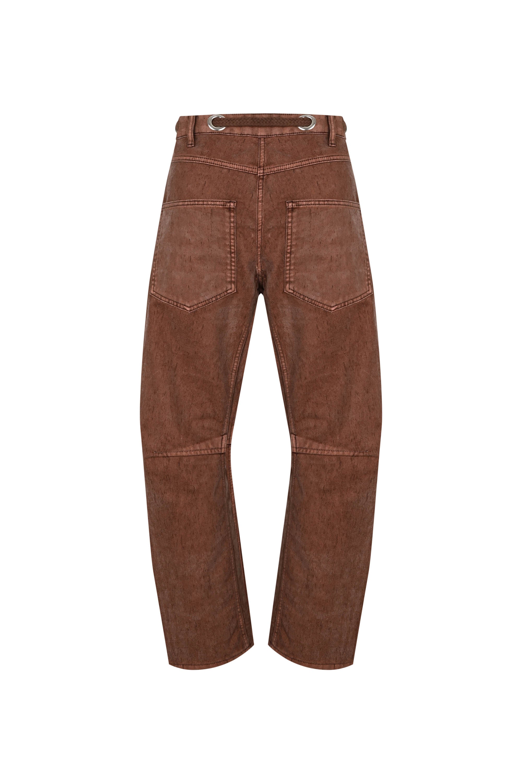 Flocked Pull-On Barrel Jeans – Chestnut