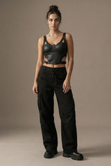 Structured Cut-Out Corset Top- Black