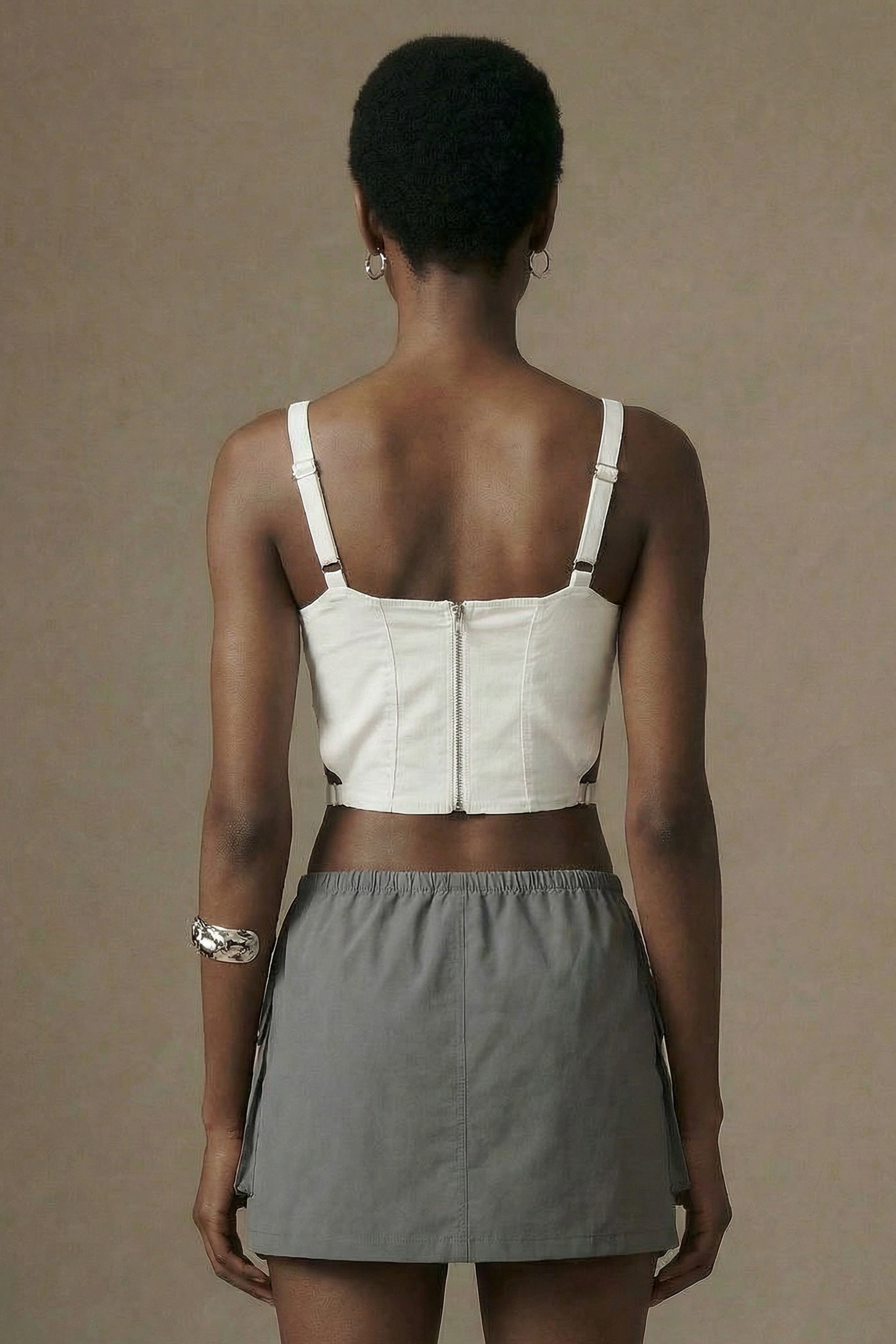 Structured Cut-Out Corset Top- White