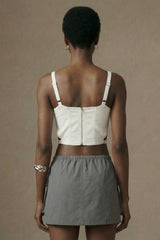 Structured Cut-Out Corset Top- White