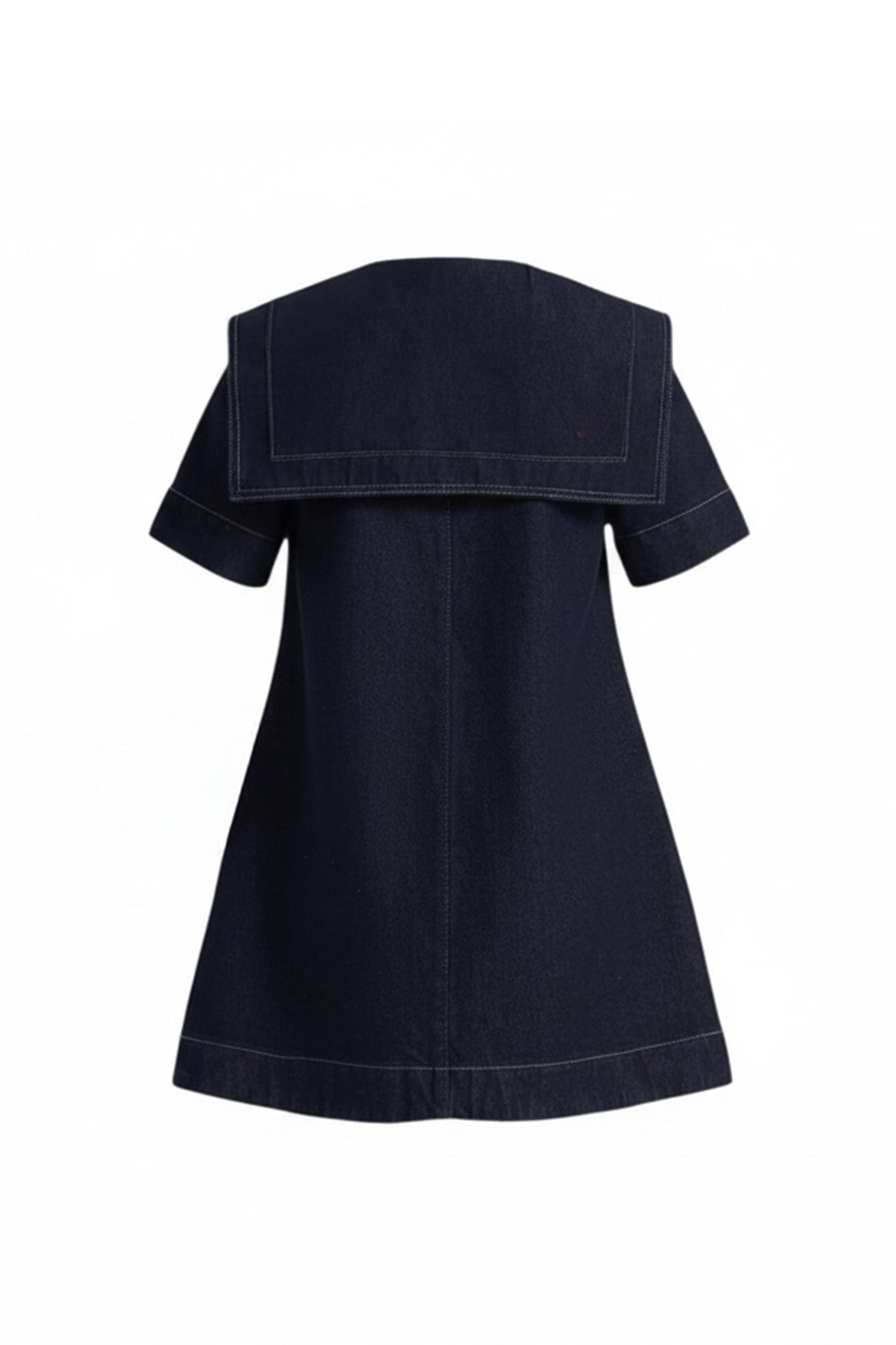 Denim Mini Dress with Oversized Collar