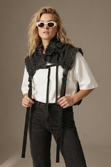 Denim Vest with Integrated Backpack