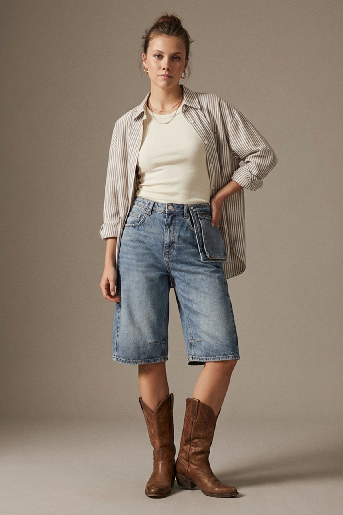 Jorts with Modular Pouch - Light Blue