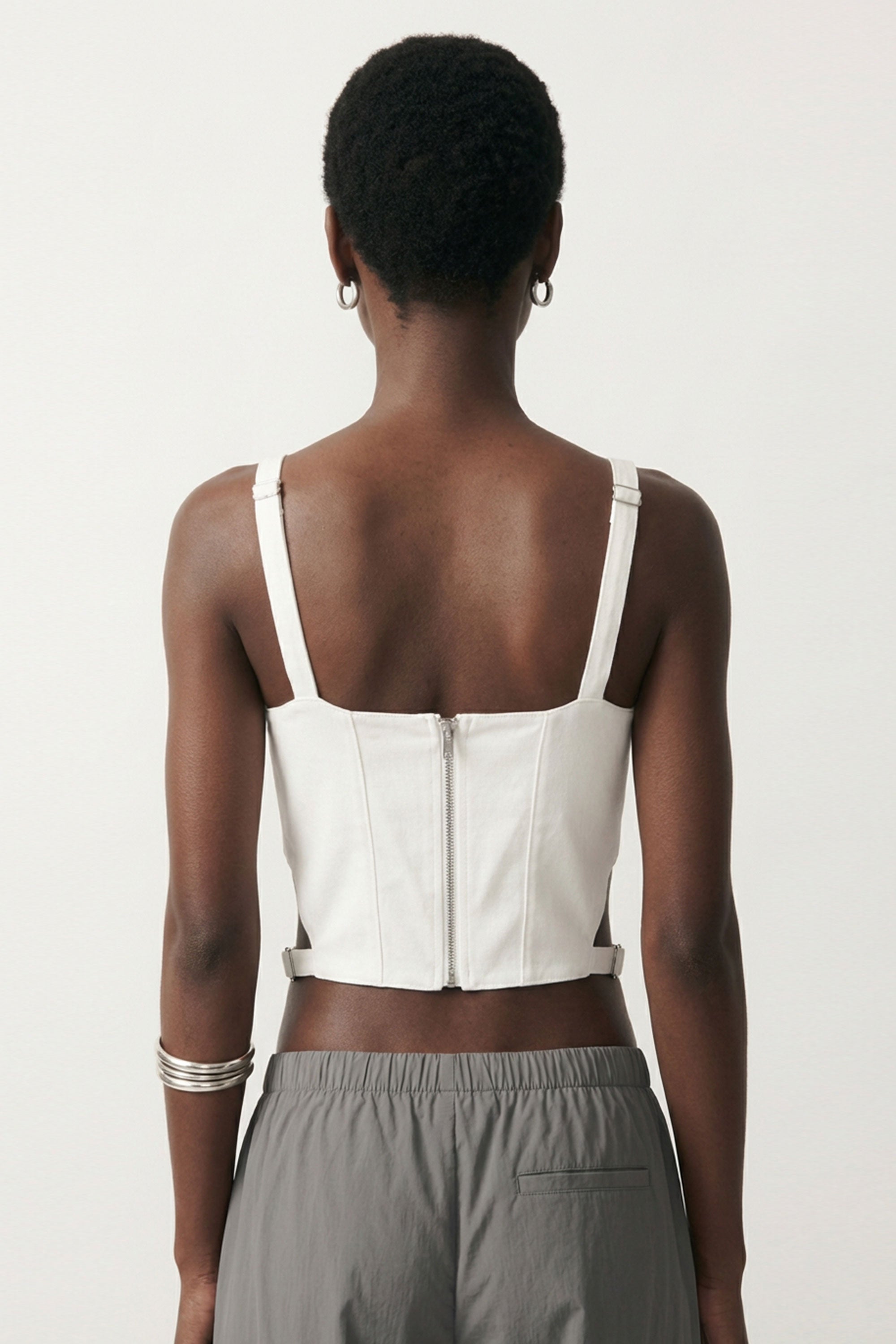 Structured Cut-Out Corset Top- White