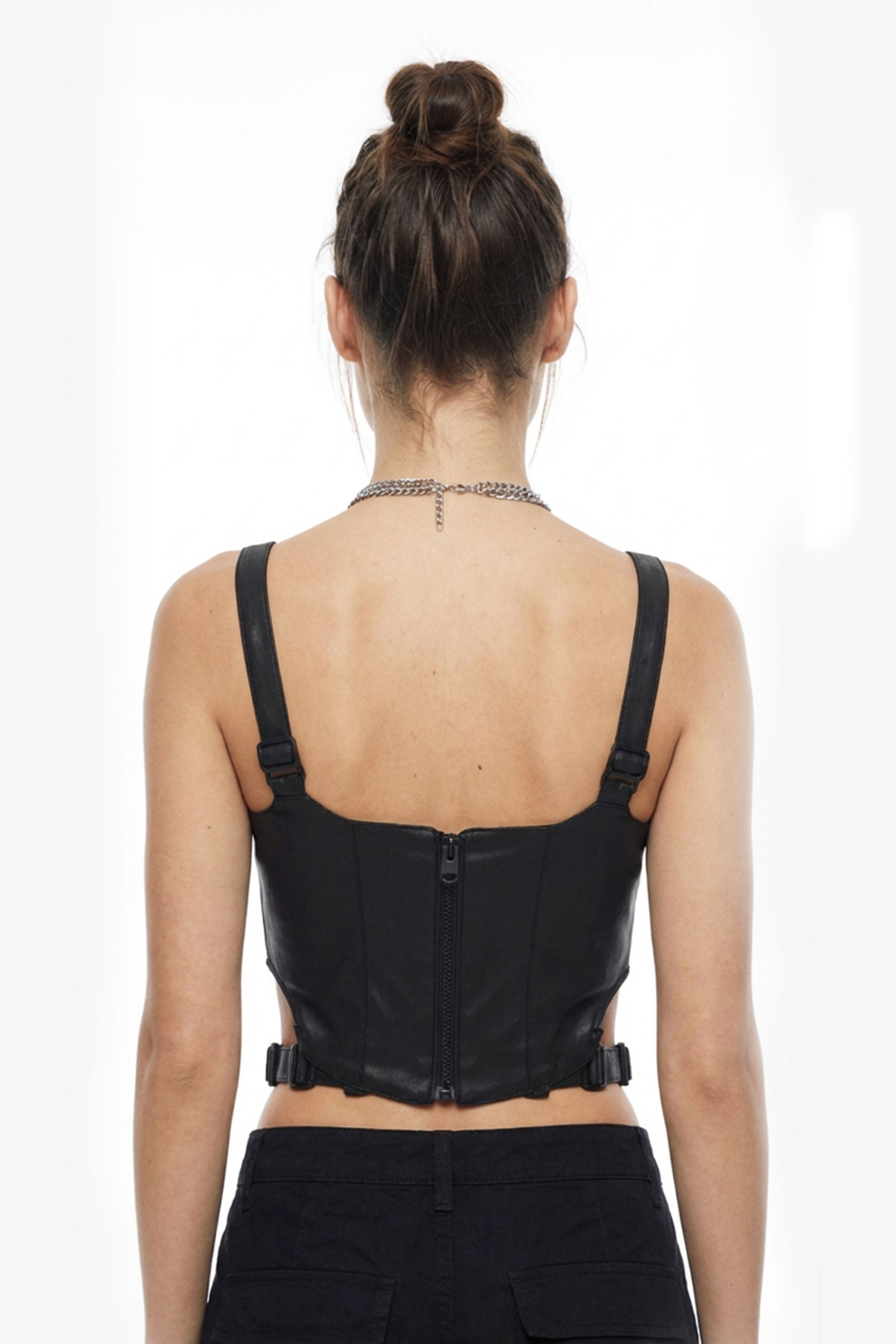 Structured Cut-Out Corset Top- Black