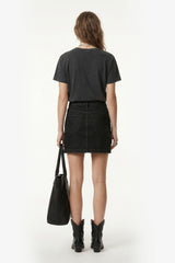 Denim Mini Skirt with Zipper Detail - Black