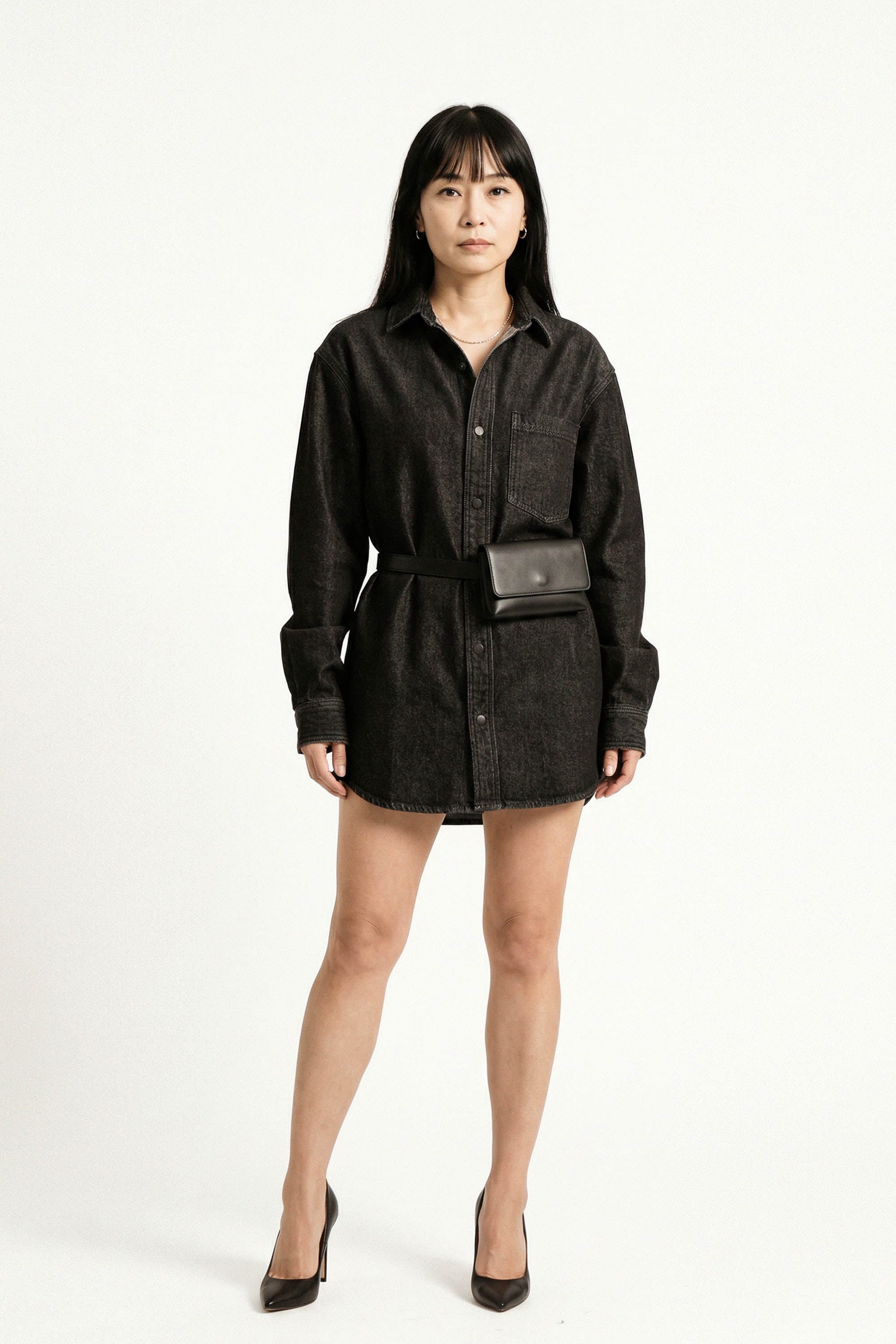 Oversized Denim Shirt – Black