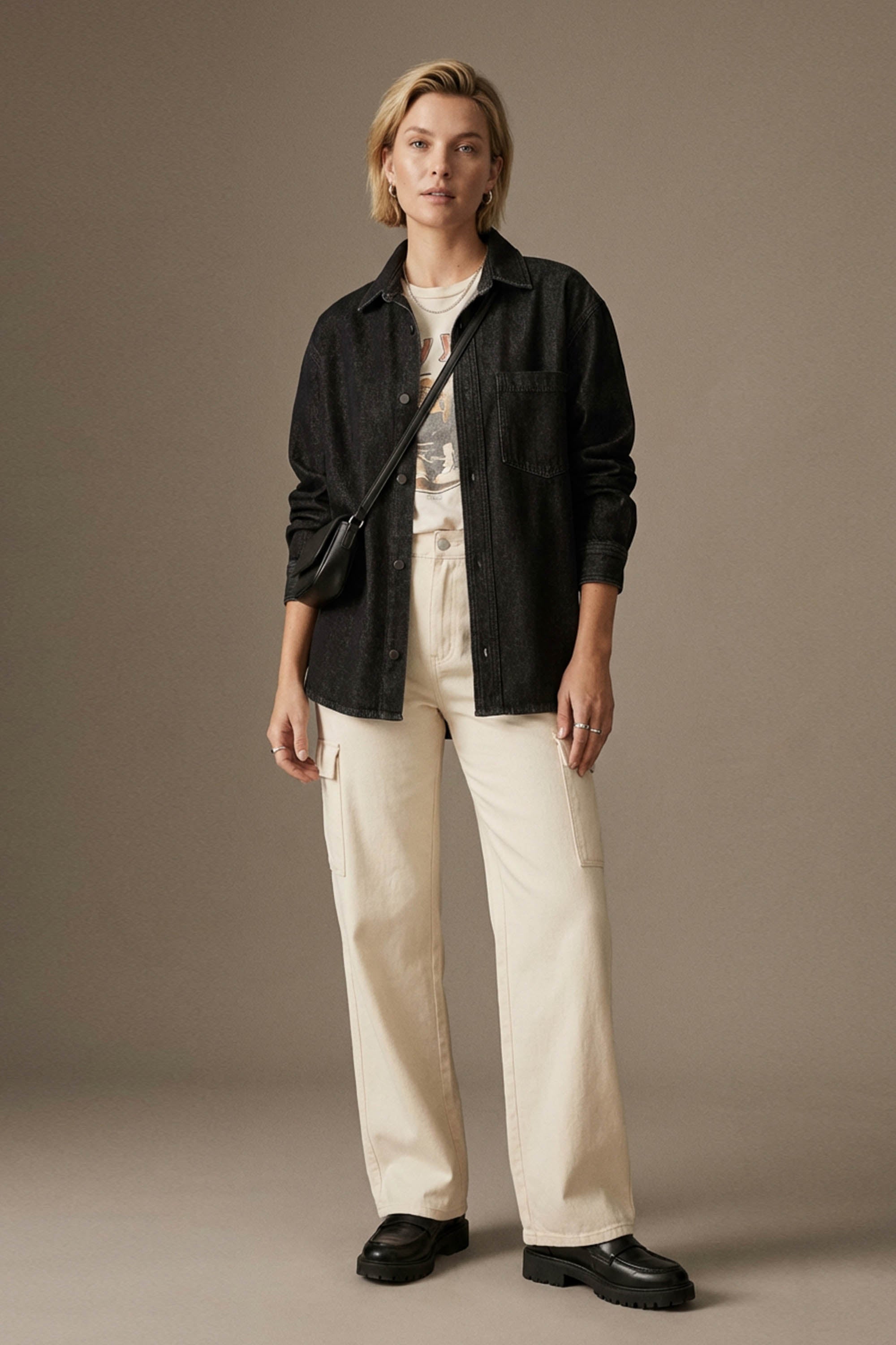 Oversized Denim Shirt – Black