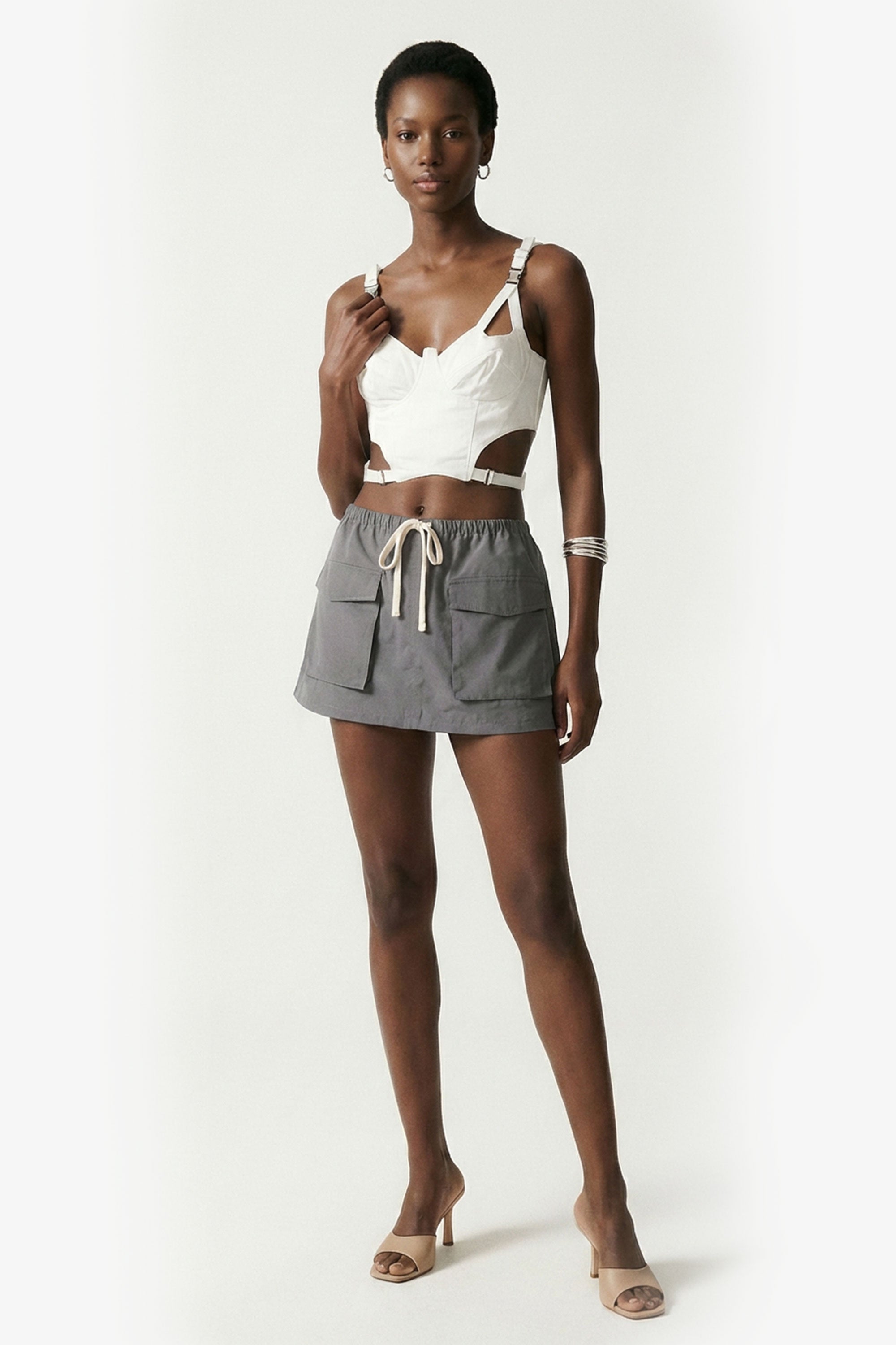 Structured Cut-Out Corset Top- White