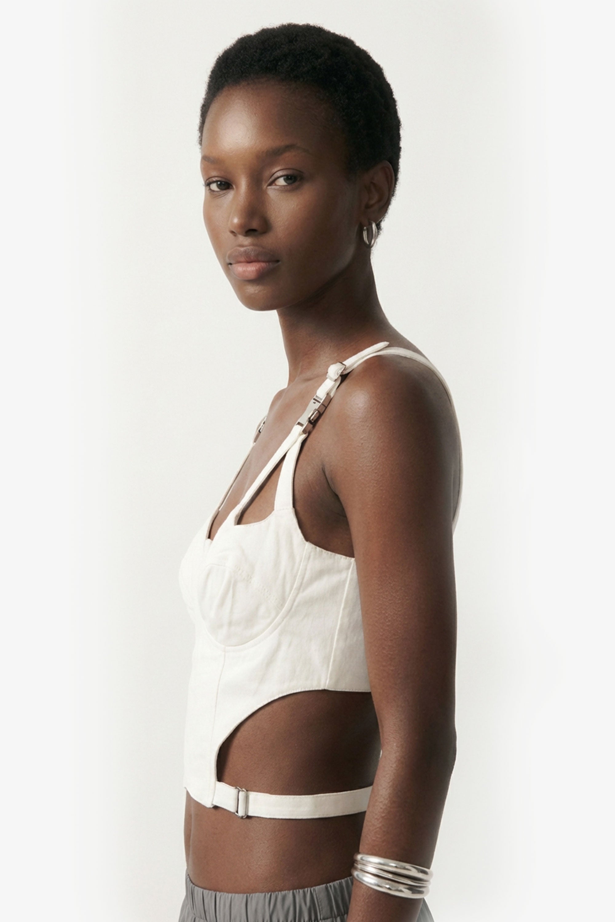 Structured Cut-Out Corset Top- White